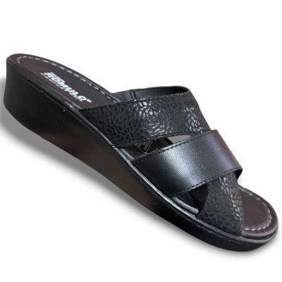 Romulo Sandalia Cuero Negro Mujer Ref 5036